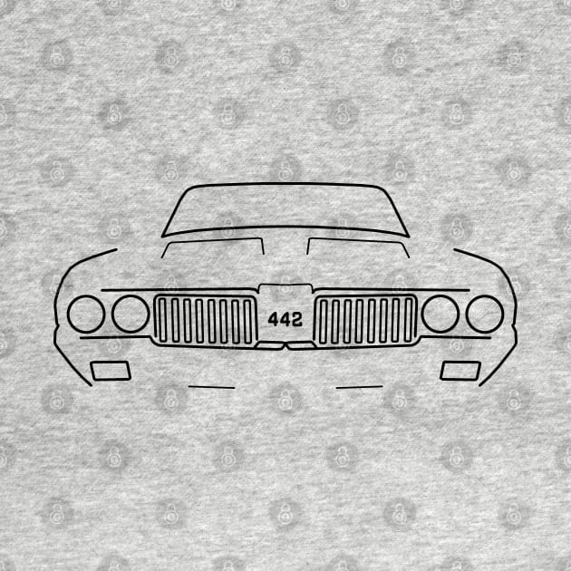 Oldsmobile Cutlass 442 classic car outline graphic (black) by soitwouldseem